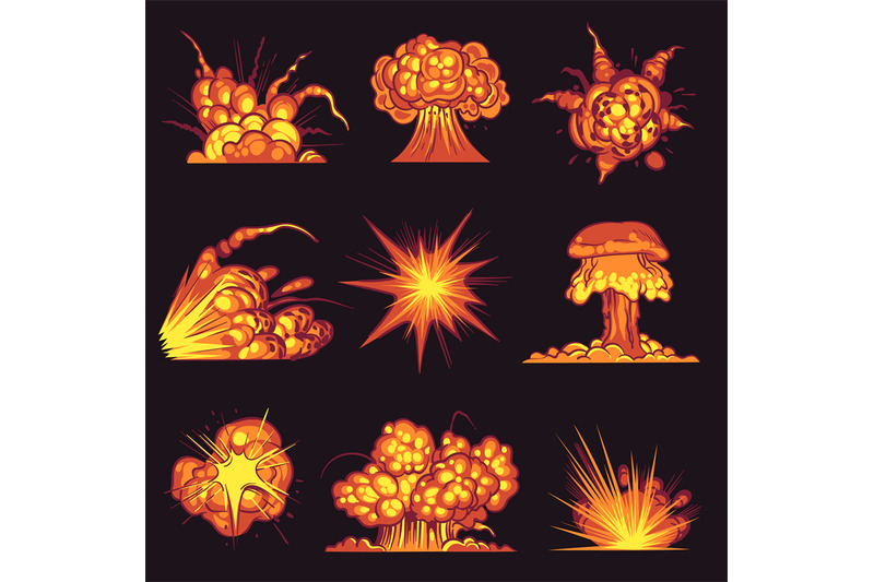 cartoon-explosions-fire-bang-with-smoke-effect-of-explode-dynamite-d