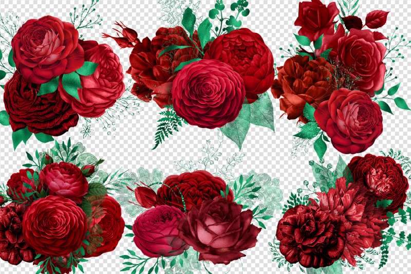 red-and-green-bouquets-clipart