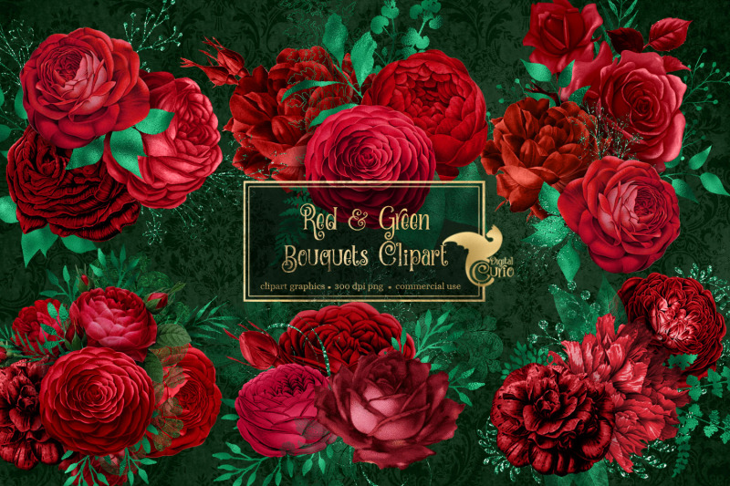 red-and-green-bouquets-clipart