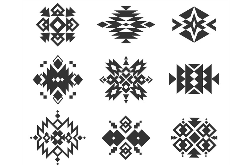 tribal-indian-ornaments-ethnic-monochrome-geometric-patterns-aztec