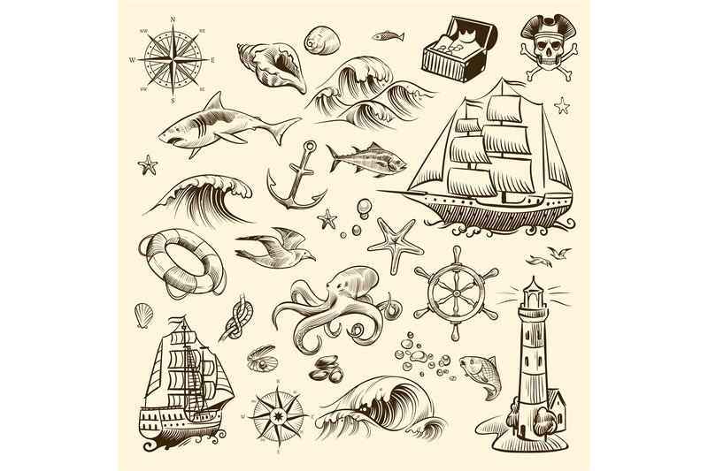 pirate-adventure-set-sea-navigation-engraved-old-fantasy-objects-shi