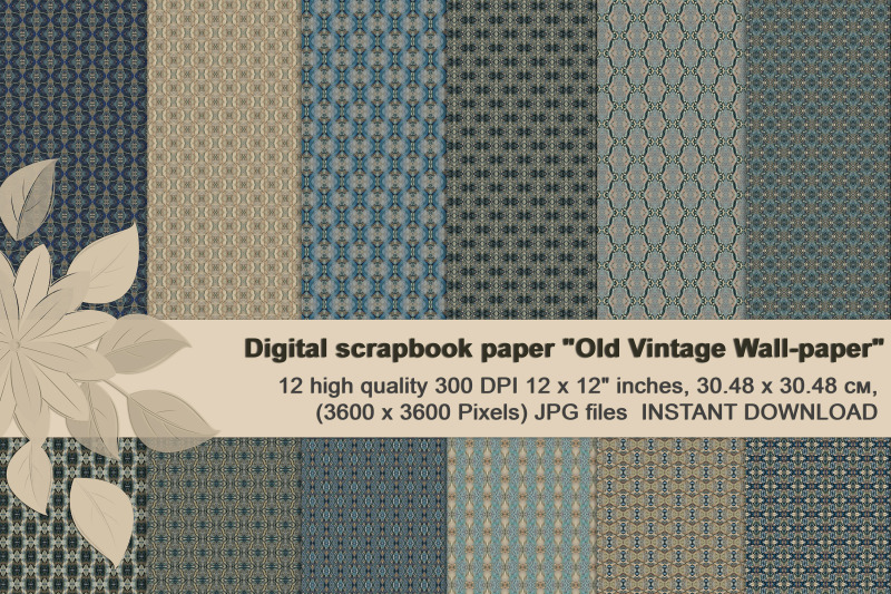 old-vintage-blue-beige-masculine-scrapbook-paper