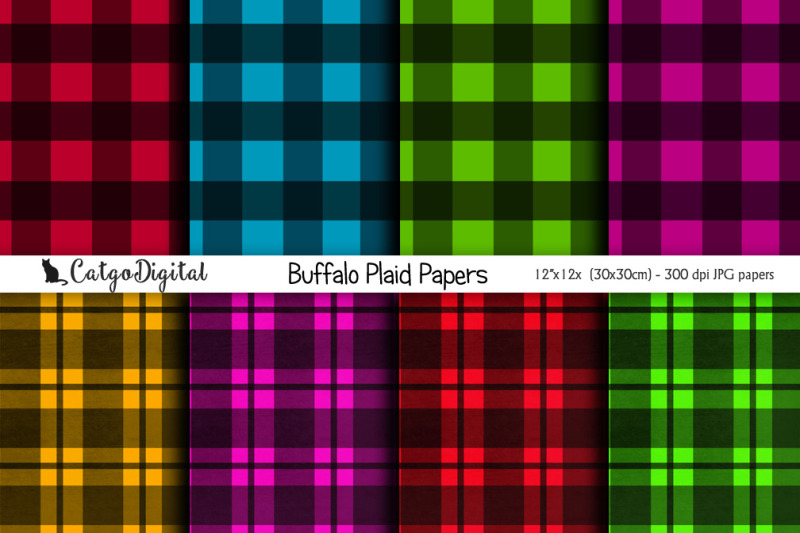buffalo-plaid-papers-digital-scrapbooking-paper-pack