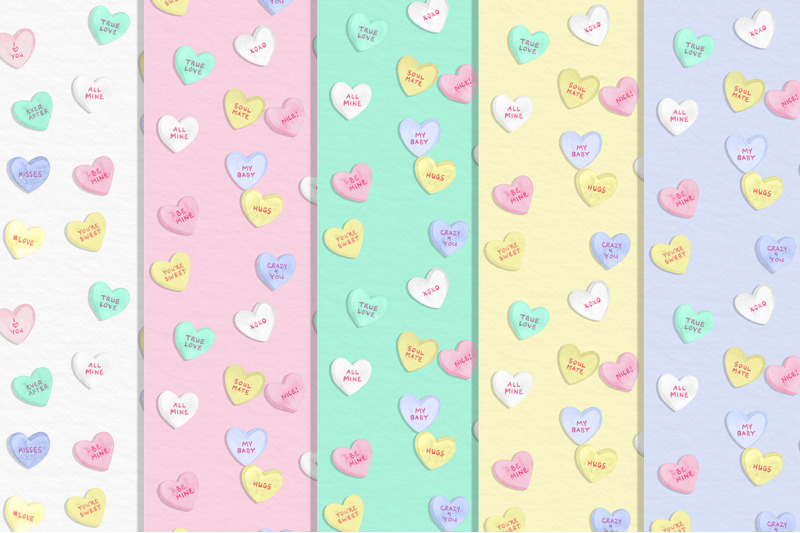 watercolor-candy-hearts-set