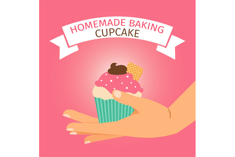 homemade-baking-illustration-with-pink-cupcake