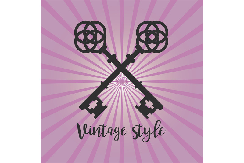 vintage-crossed-keys-on-purple-background