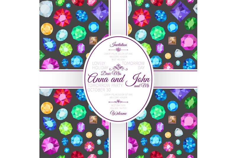 invitation-template-card-with-gems-pattern