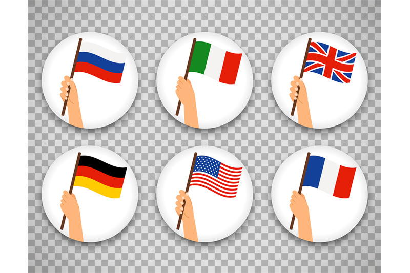 flag-in-hand-circle-icons-set