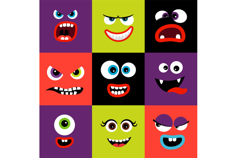 colorful-monster-faces-set