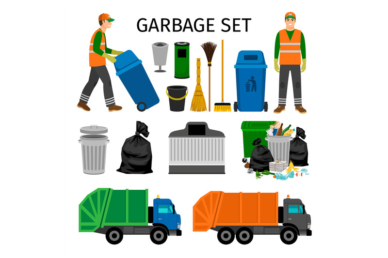 garbage-trucks-trash-can-and-sweeper