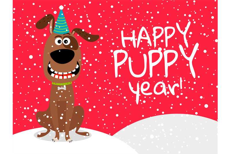 dog-new-year-flyer-with-snow