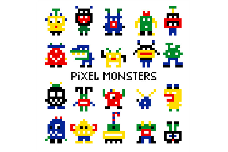 colored-pixelated-retro-space-monsters