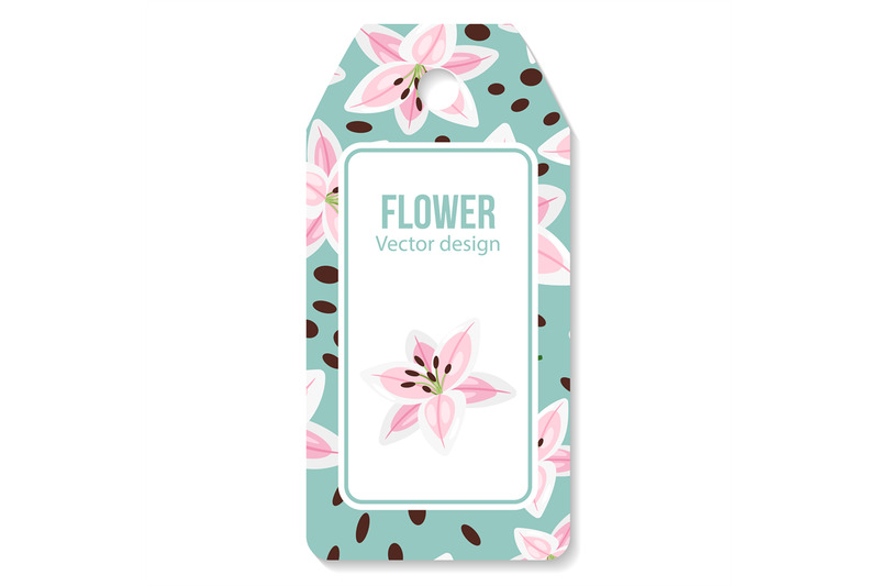 tag-with-pink-lilies-flower-pattern