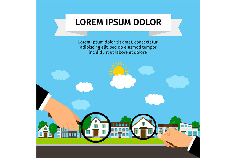 search-house-with-loupe-banner-concept