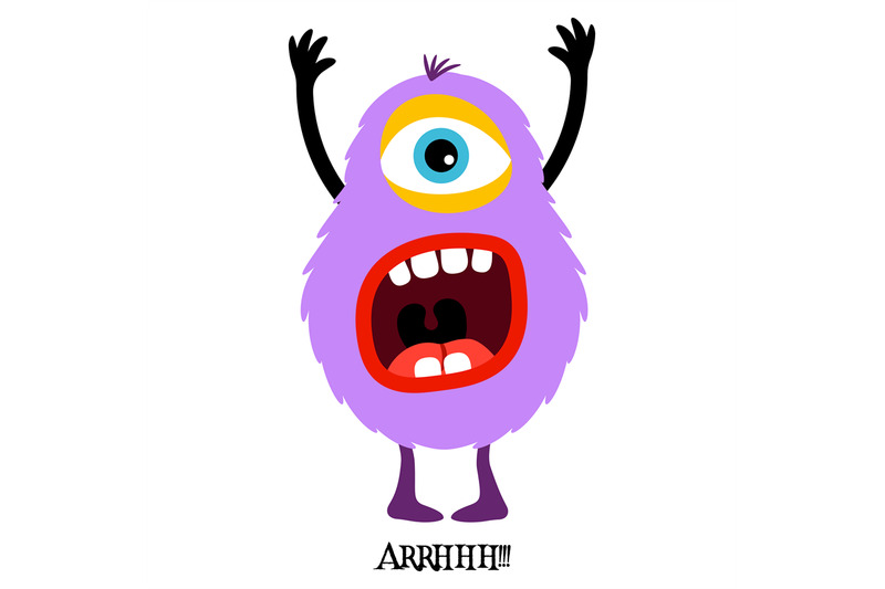 cute-violet-monster-print-for-t-shirt