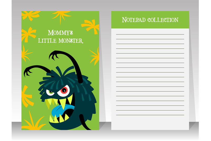 cute-green-notebook-template-with-monster