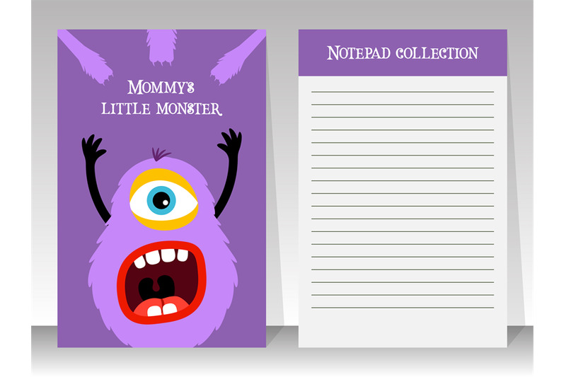 notebook-template-with-cartoon-fluffy-monster