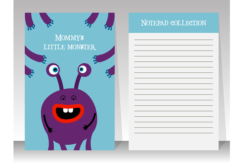 notebook-template-with-cartoon-monster