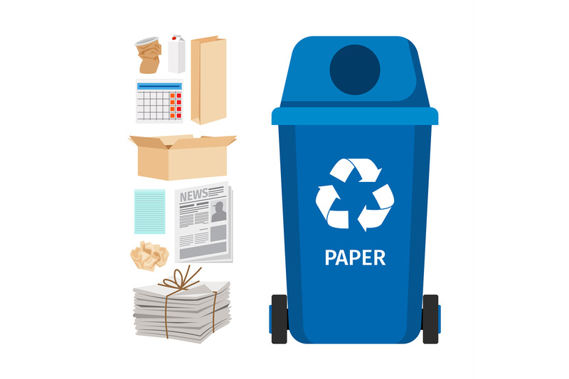 blue-garbage-can-with-paper-elements