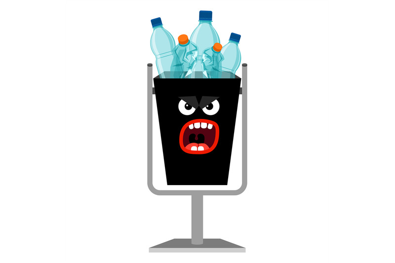 garbage-monster-can-with-plastic-bottles