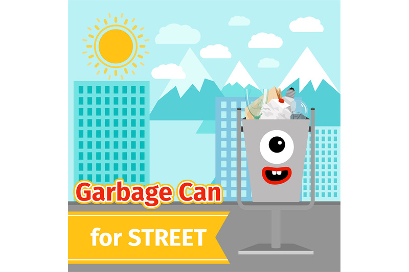 monster-face-garbage-can-with-street-trash