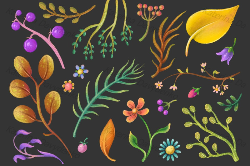 set-of-pastel-plant-elements-flowers-leaves-floral-clipart