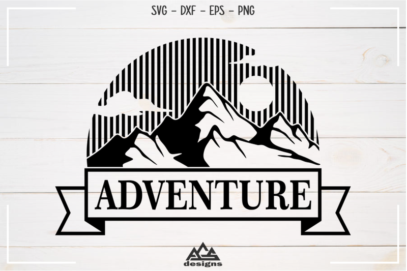 mountain-with-ribbon-svg-design