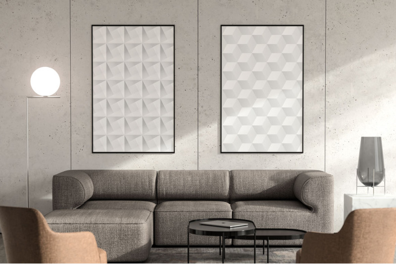 white-abstract-geometric-posters