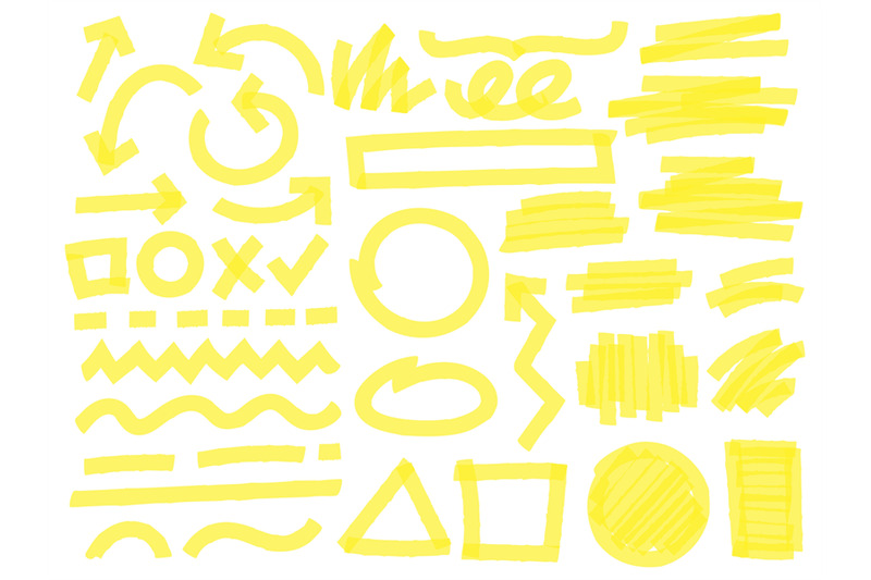 highlight-marker-strokes-yellow-checkmark-marks-text-highlighter-lin