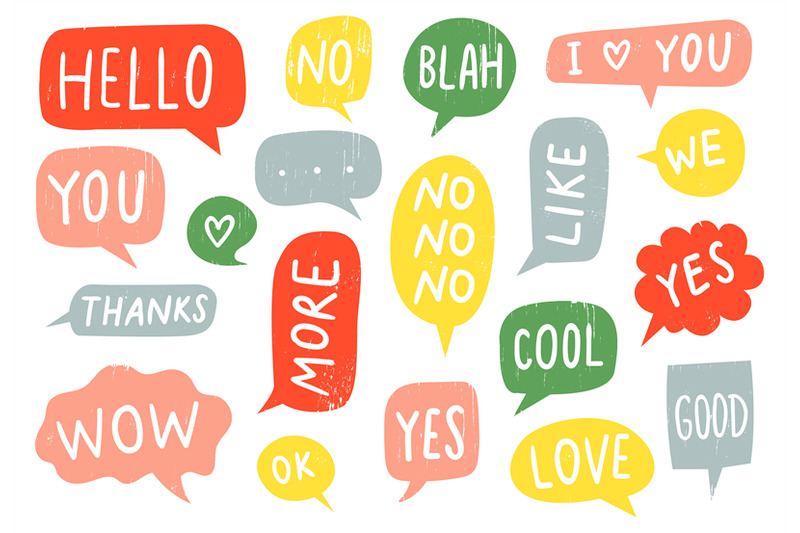 textured-speech-bubble-signs-thanks-sign-yes-and-no-doodle-hand-dra