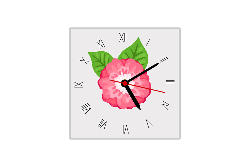 square-wall-clock-with-pink-flower