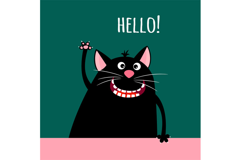 greeting-card-with-smiling-cartoon-cat