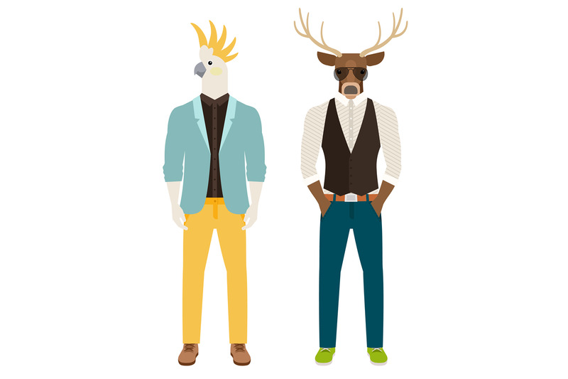 men-with-parrot-and-deer-heads