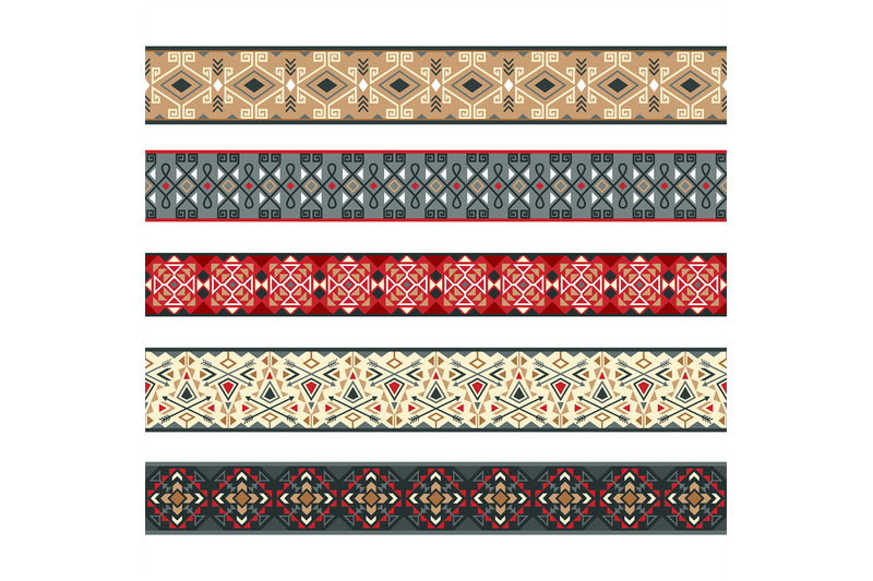 american-indian-ribbons-pattern-set