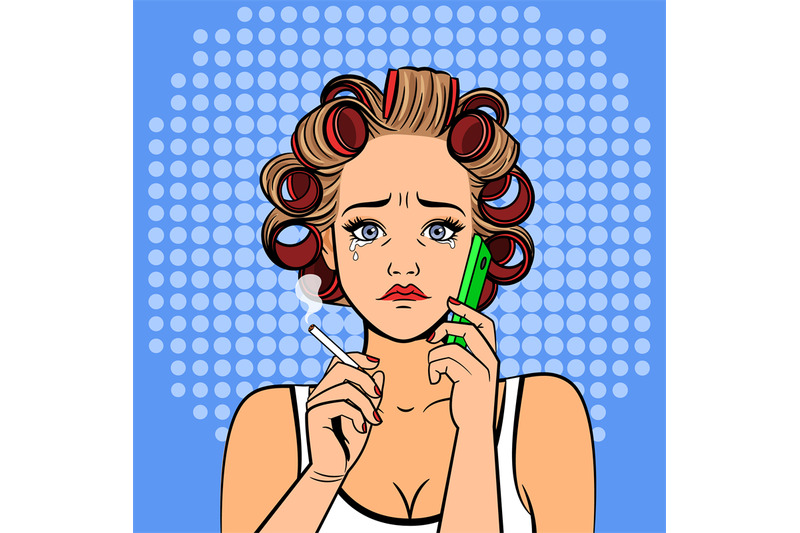 pop-art-girl-with-phone-crying