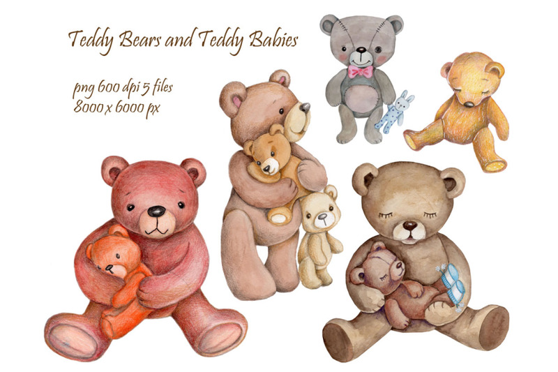 watercolor-teddies-and-teddy-babies