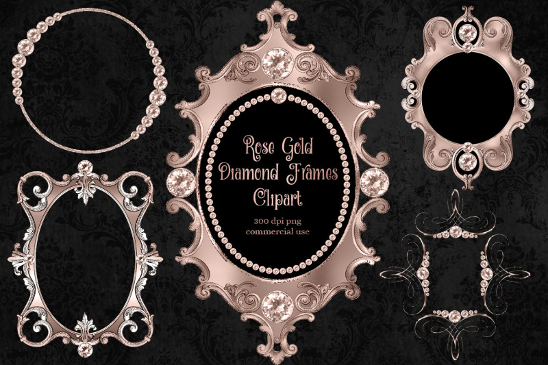 rose-gold-diamond-frame-clipart