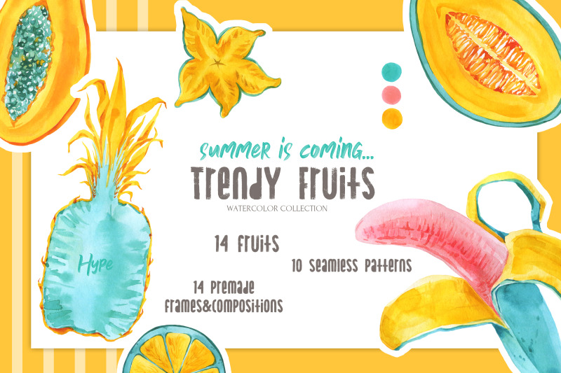 trendy-fruits-watercolor-set