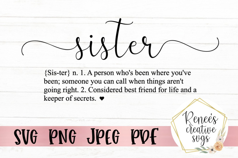 Download Sister Definition SVG By Renee's Creative Svg's ...