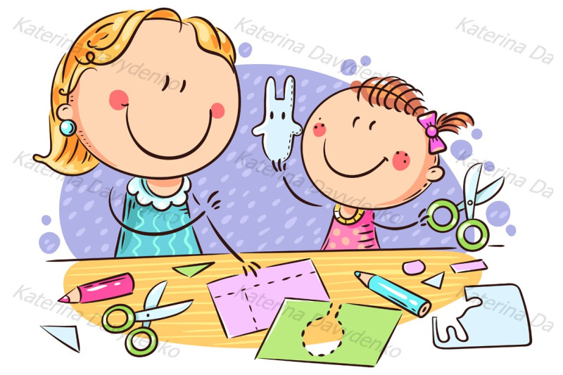 mother-or-teacher-and-a-little-girl-enjoy-crafting-together