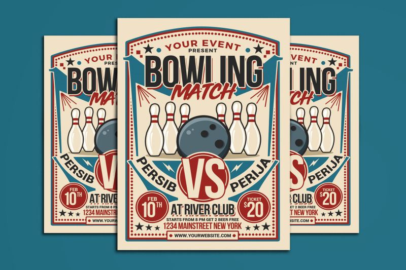 retro-bowling-match-flyer