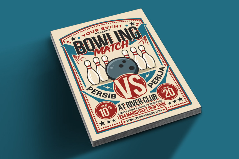 retro-bowling-match-flyer