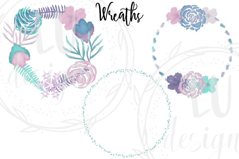 winter-watercolor-flowers-clipart-wedding-purple-floral-wreaths