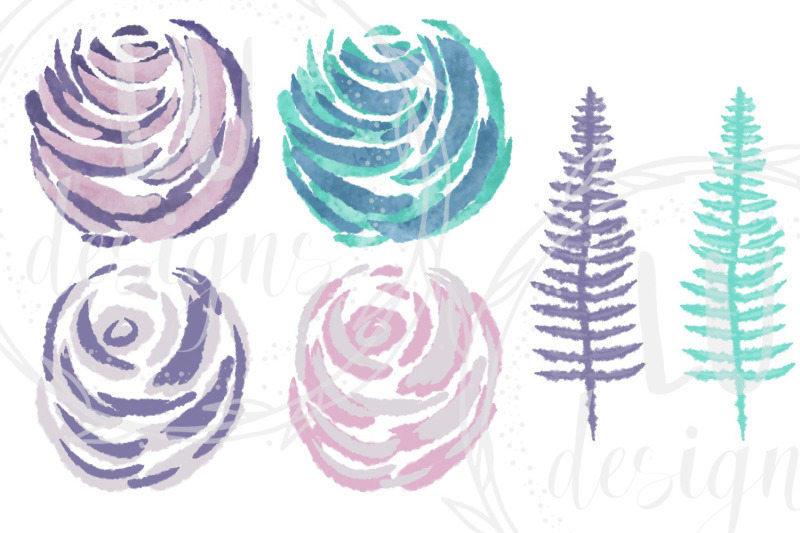 winter-watercolor-flowers-clipart-wedding-purple-floral-wreaths