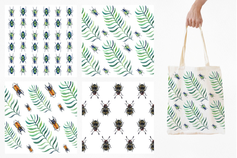 beetles-amp-leaves-watercolor-set-illustrations