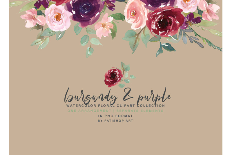 burgundy-amp-purple-watercolor-floral-clipart-set