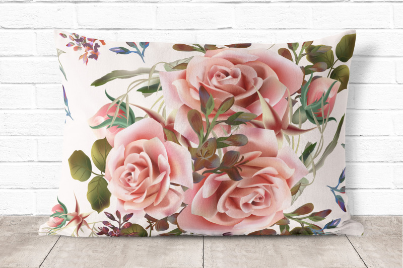 beautiful-pattern-illustration-with-pink-rose-flowers-in-vintage-style