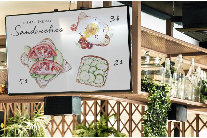 watercolor-food-set-illustrations-nbsp-sandwich-foods