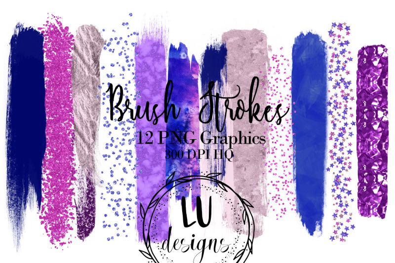 purple-blue-pink-brush-strokes-clipart-metallic-foil-glitter-textures