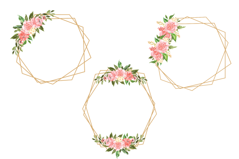geometric-gold-frames-floral-crystal-frames-wedding-polygonal-frame